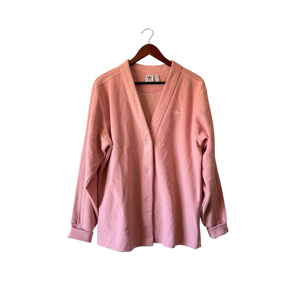 Adidas Originals Adicolor French Terry Cardigan Pink Trefoil Button Front M